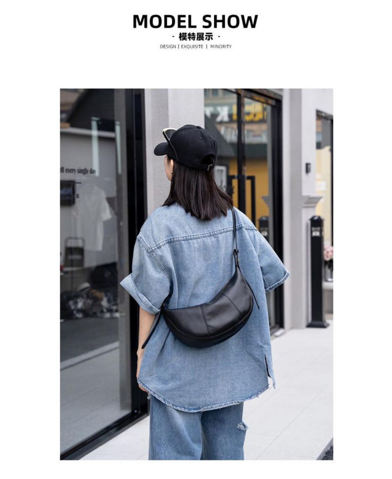 Vera Leather Crescent Bag Half-Moon Hobo Croissant Style Dumpling Shoulder Purse