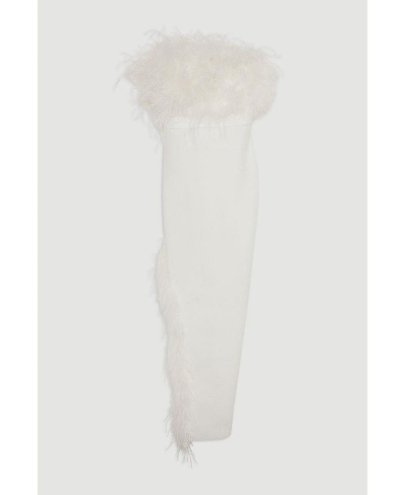 Women's Feather Detail Bandeau Knit Midi Dress