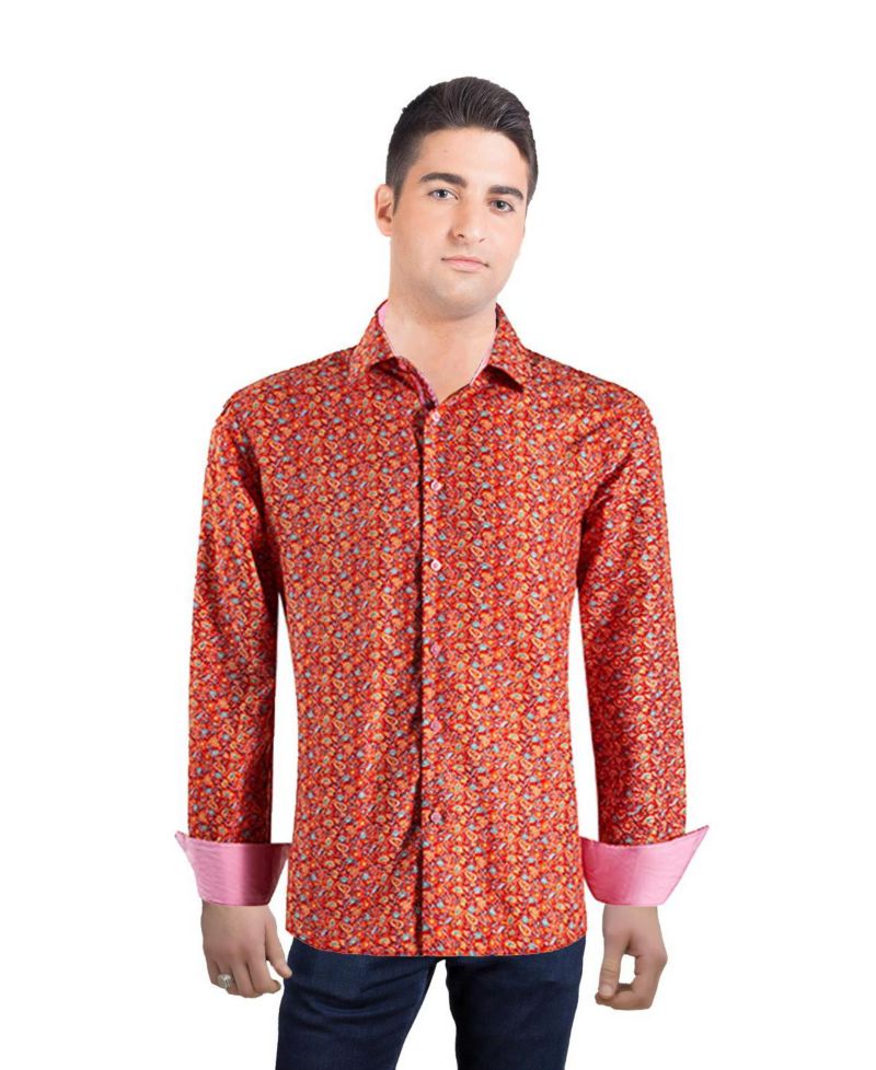 Men's Slim Fit Paisley Print Button-Down Shirt