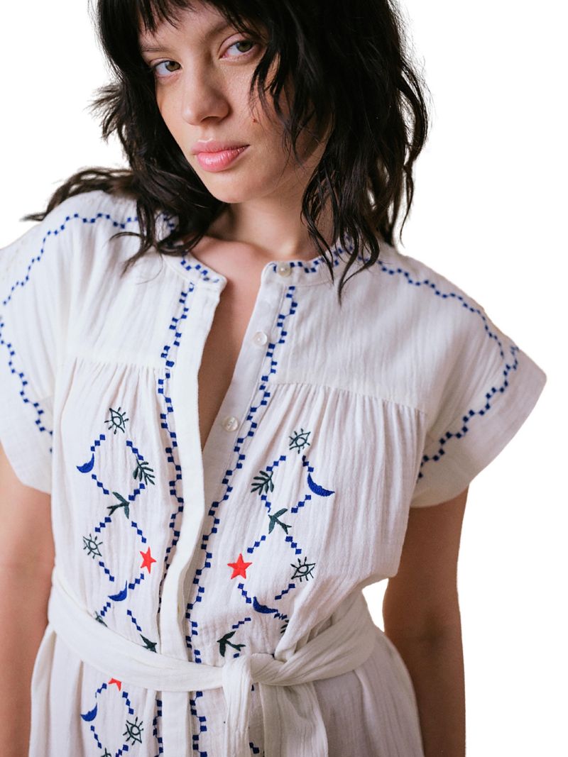 Women's Cap Sleeve Embroidered Dress