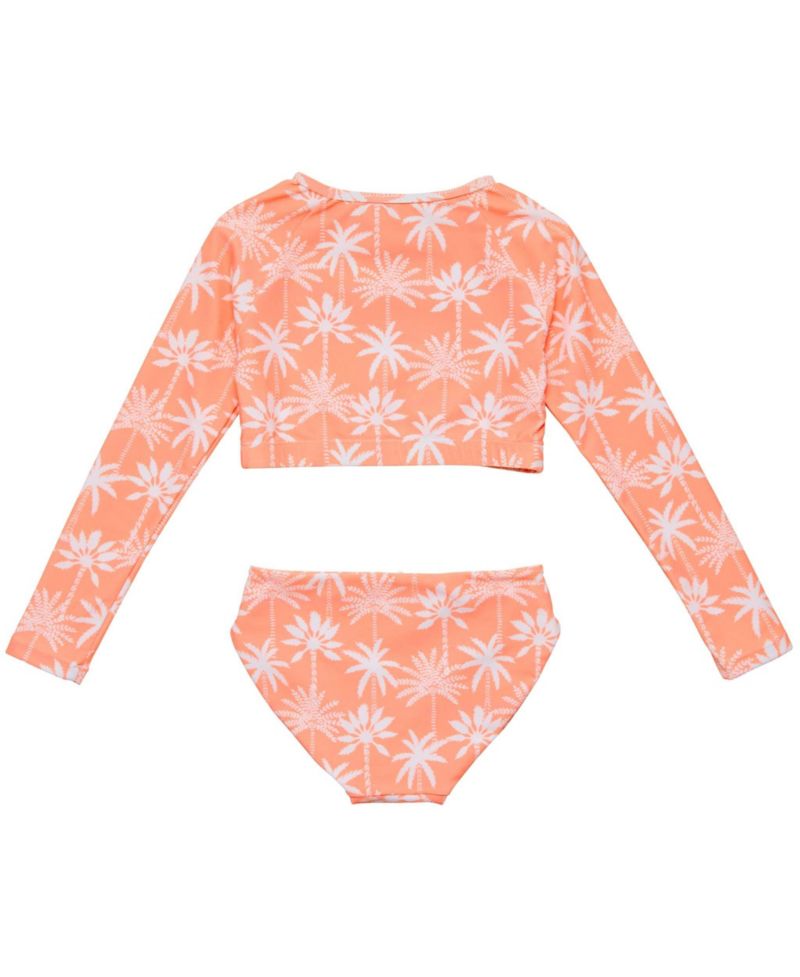 Big Girls Cali Palms Recycled Crop LS Rash Set