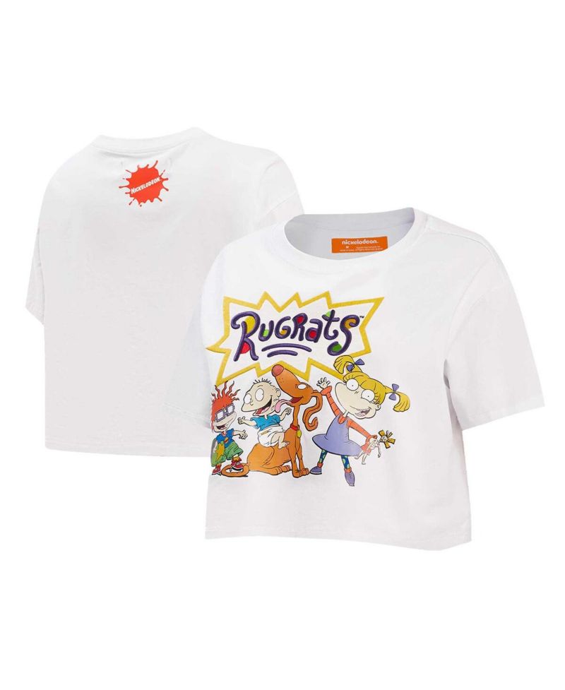 Women's White Rugrats Group Boxy Cropped T-shirt