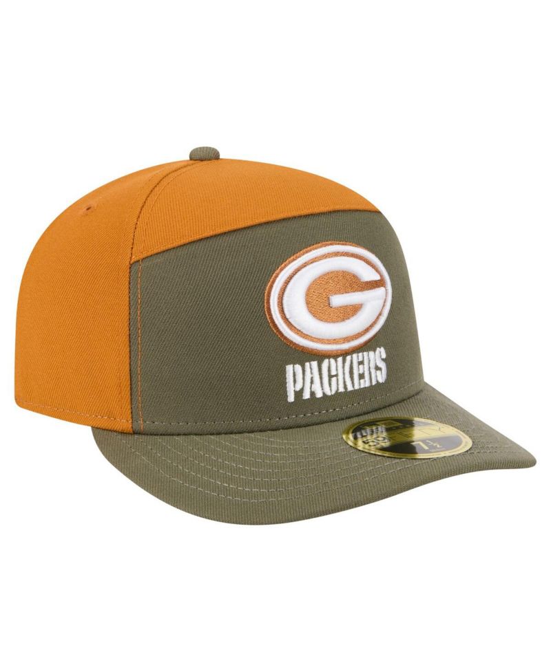 Men's Olive/Brown Green Bay Packers Two-Tone Color Pack Split Panel 59FIFTY Fitted Hat