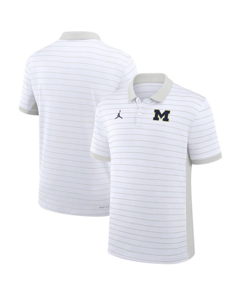 Men's White Michigan Wolverines 2025 Early Season Coaches Sideline Victory Stripe Performance Polo Shirt