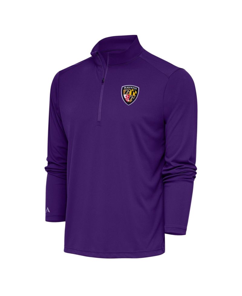 Men's Purple Baltimore Ravens Team Logo Throwback Tribute Quarter-Zip Pullover