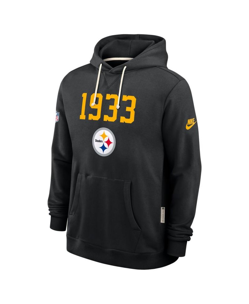 Men's Black Pittsburgh Steelers 1933 Sideline Performance Pullover Hoodie