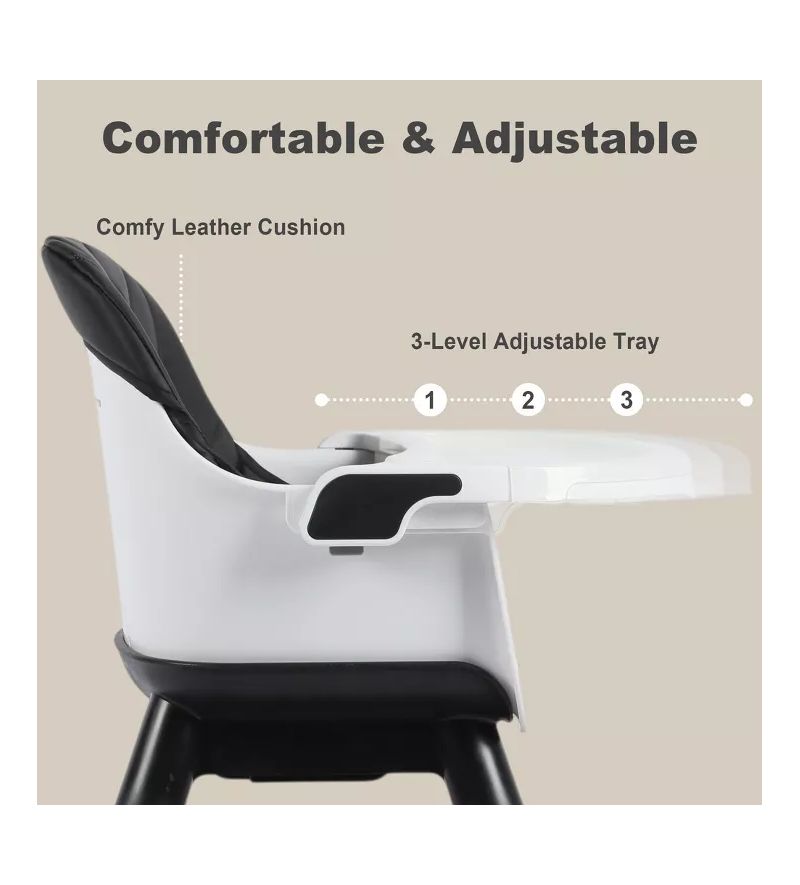 7-in-1 Convertible Baby High Chair with Removable Tray and 5-Point Harness