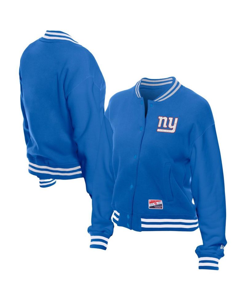 Women's Royal New York Giants Throwback Fleece Full-Snap Jacket