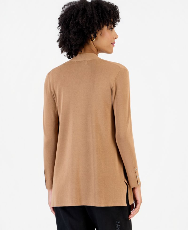Women's Long-Sleeve Side-Slit Cardigan Sweater