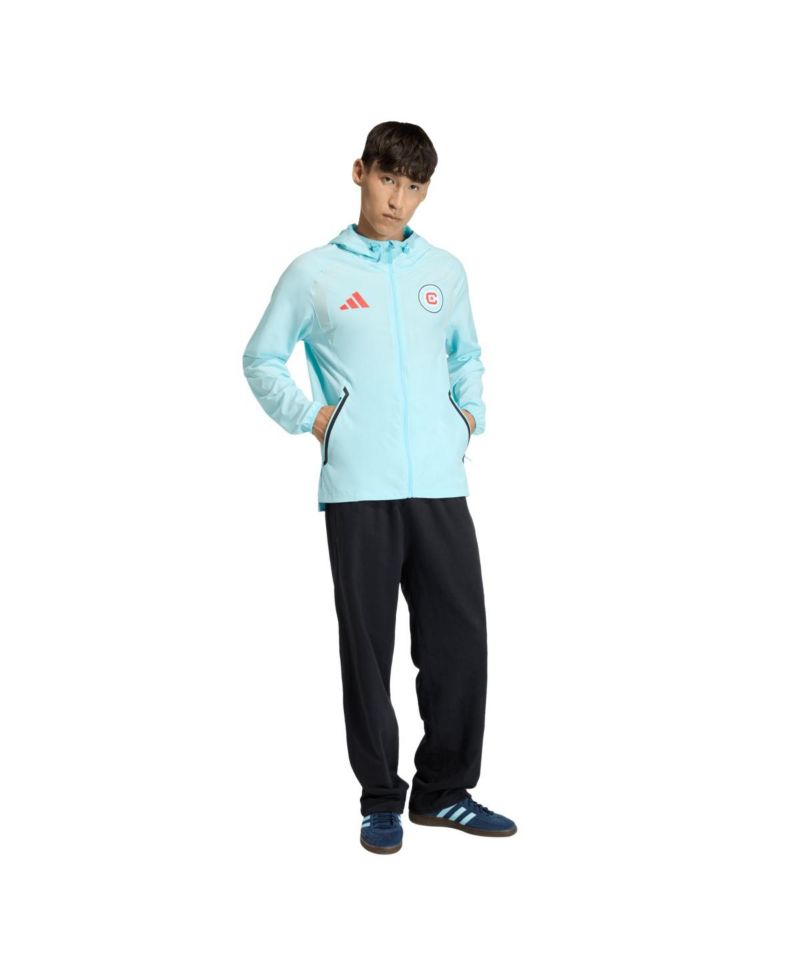 Men's Light Blue Chicago Fire Tiro Travel Full-Zip Hooded Windbreaker Jacket