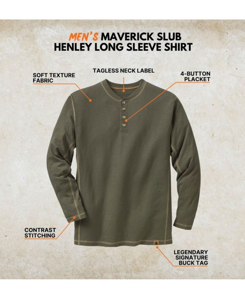 Mens Maverick Slub Henley Long Sleeve Shirt