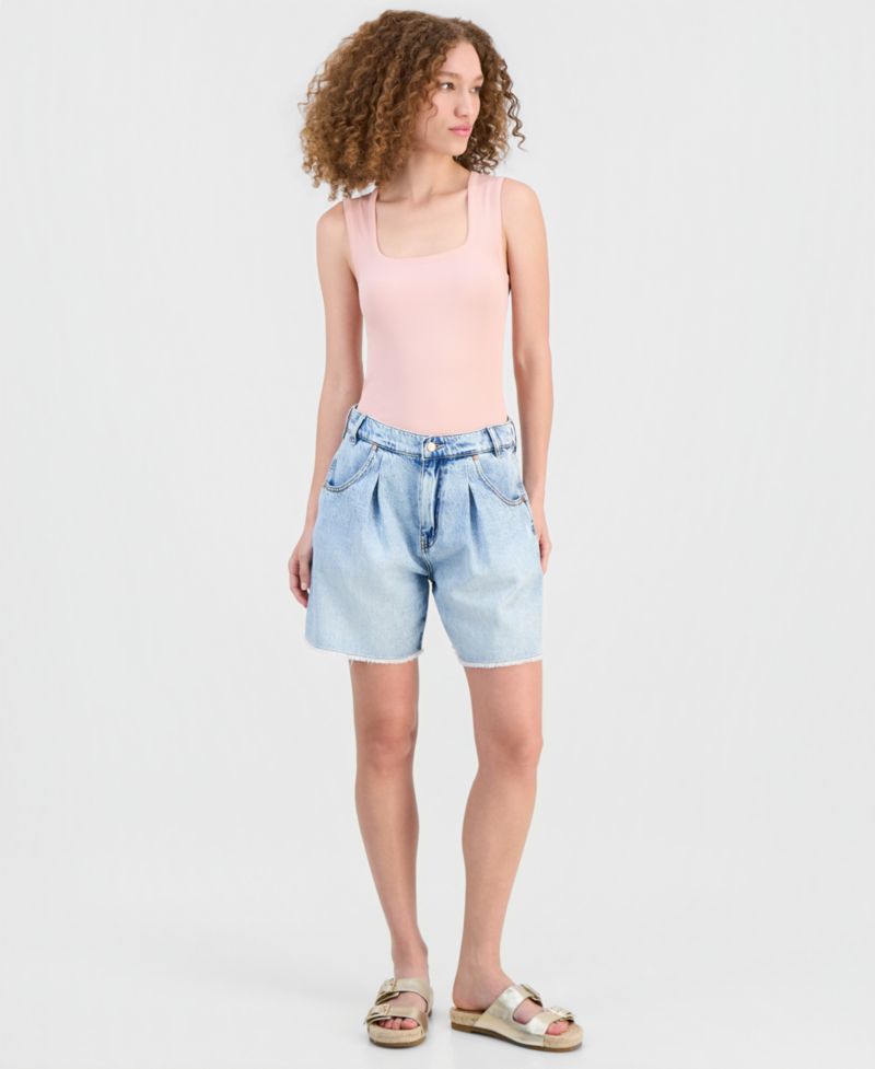 Women's Pleated Denim Shorts