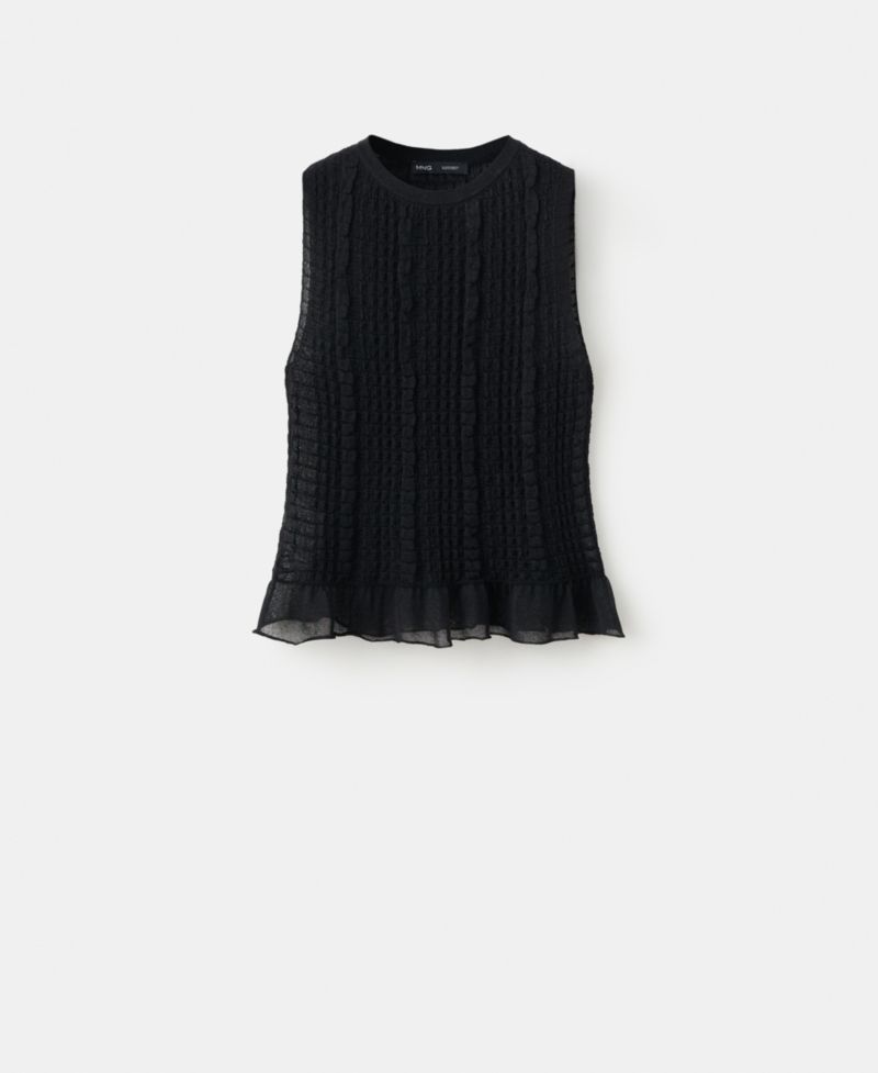 Women's Ruffled Detail Shirred Top
