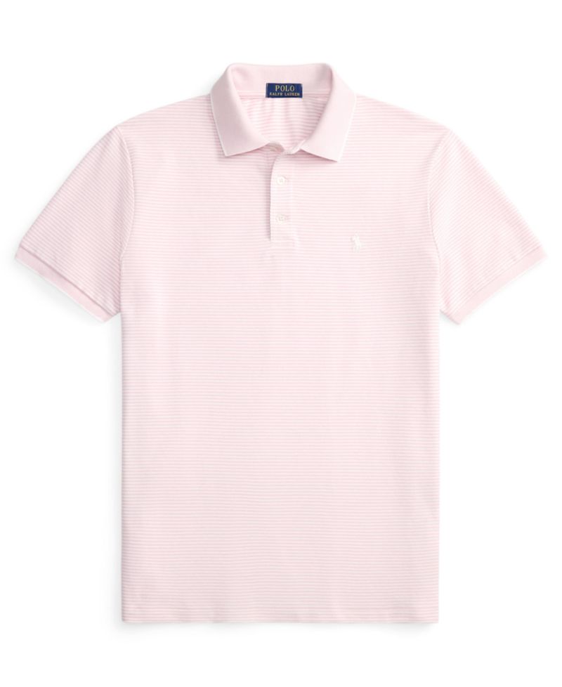Men's Striped Stretch Mesh Polo Shirt