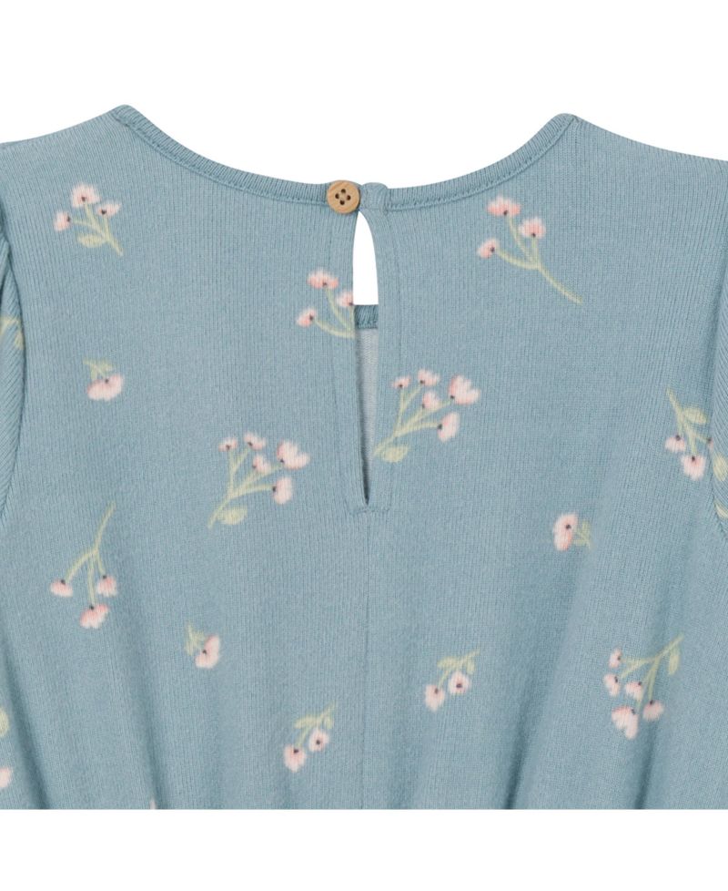 Baby Girls Soft Hacci Long Sleeve Floral Jumpsuit