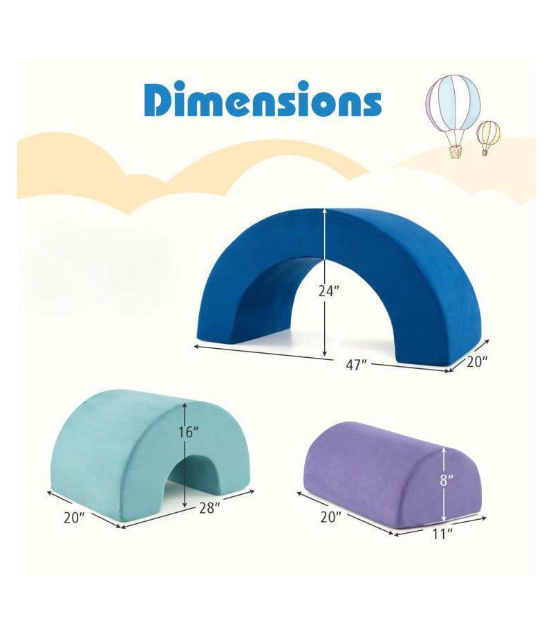 Kids Soft Foam Climber Set with Rainbow Arc Design and Removable Covers