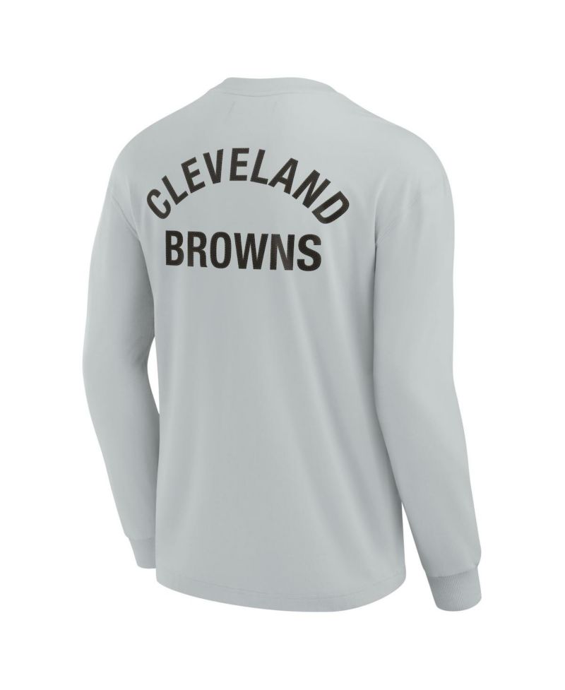 Men's and Women's Gray Cleveland Browns Super Soft Long Sleeve T-shirt