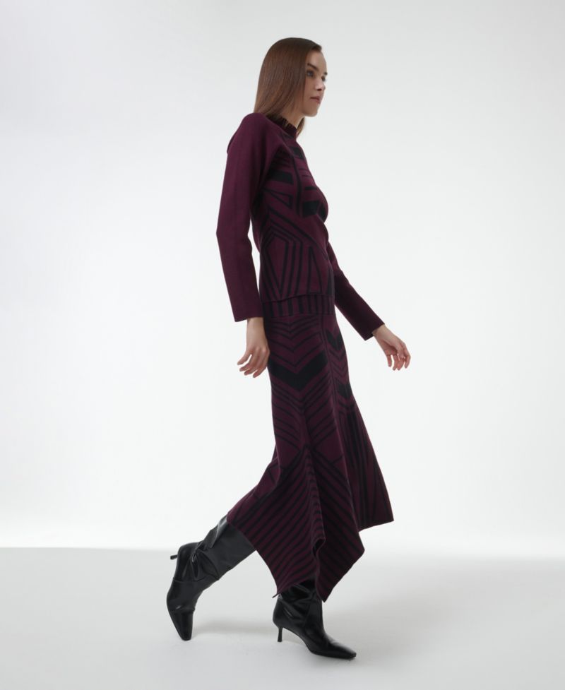 Women's Geometric Jacquard Fitted Knit Top