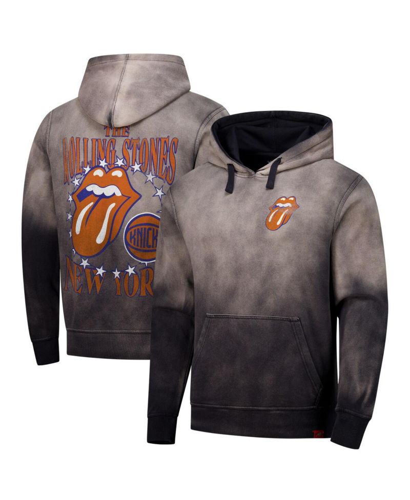 Men's and Women's Gray Rolling Stones x New York Knicks Collab Pullover Hoodie