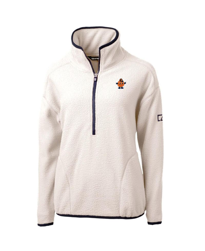 Women's Oatmeal Syracuse Orange Vault Cascade Eco Sherpa Fleece Half-Zip Pullover Jacket