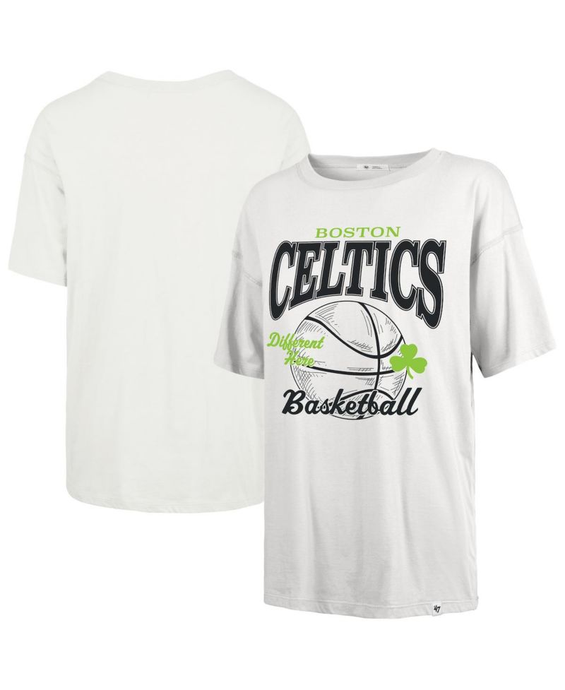 47 Brand Women's White Boston Celtics City Edition Down Court Sadie T-Shirt
