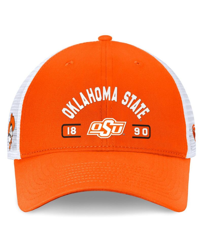Men's Orange/White Oklahoma State Cowboys Free Kick Trucker Adjustable Hat