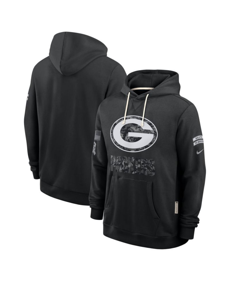 Men's Black Green Bay Packers 2026 Salute to Service Sideline Pullover Hoodie