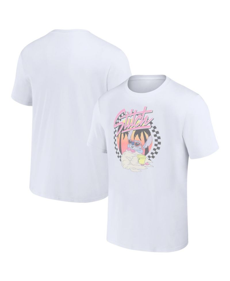 Men's and Women's White Lilo and Stitch Sunset T-Shirt