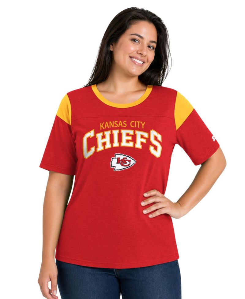 Women's Red Kansas City Chiefs Plus Size Linebacker Slub T-Shirt