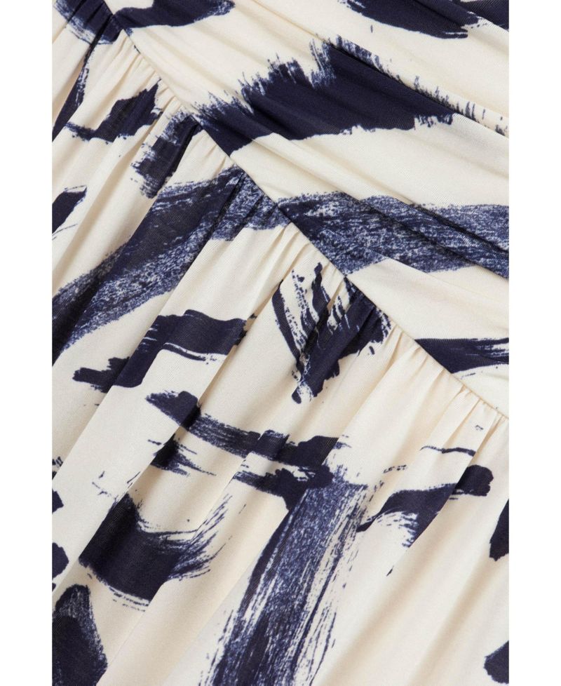 Women's Printed One-Shoulder Draped Midi Dress