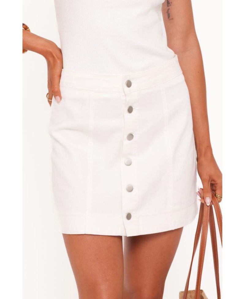 Women's Sara Button Front Denim Mini Skirt