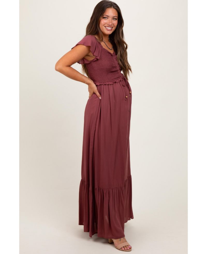 Women's Smocked Top Woven Maxi Dress