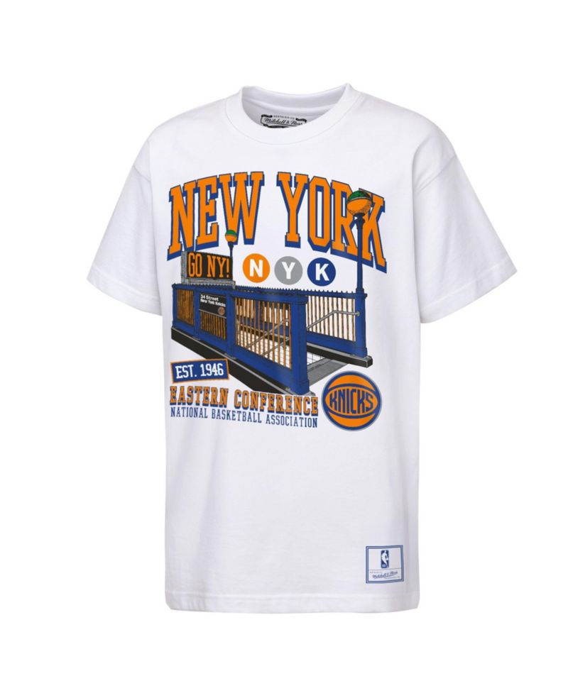 Big Boys and Girls White New York Knicks Take The Subway T-Shirt