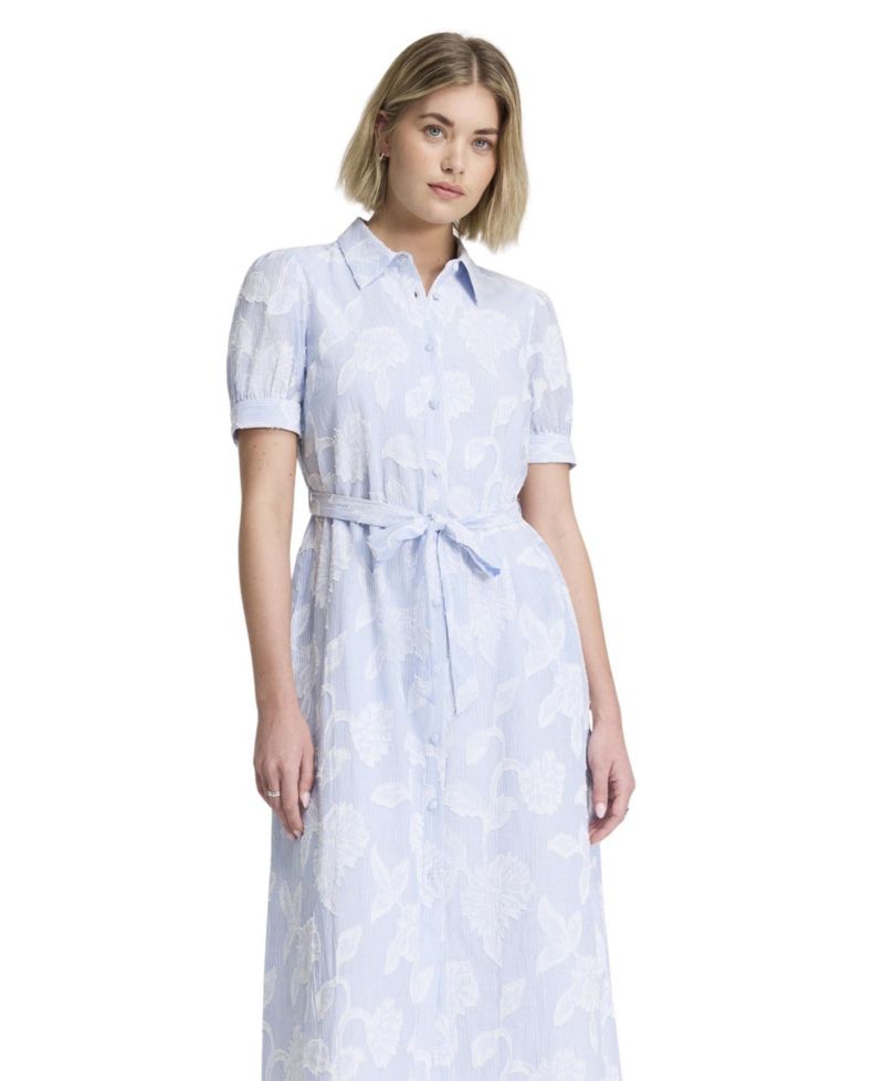 Women's Mariah Tie Waist Floral Short-Sleeve Midi Shirt Dress
