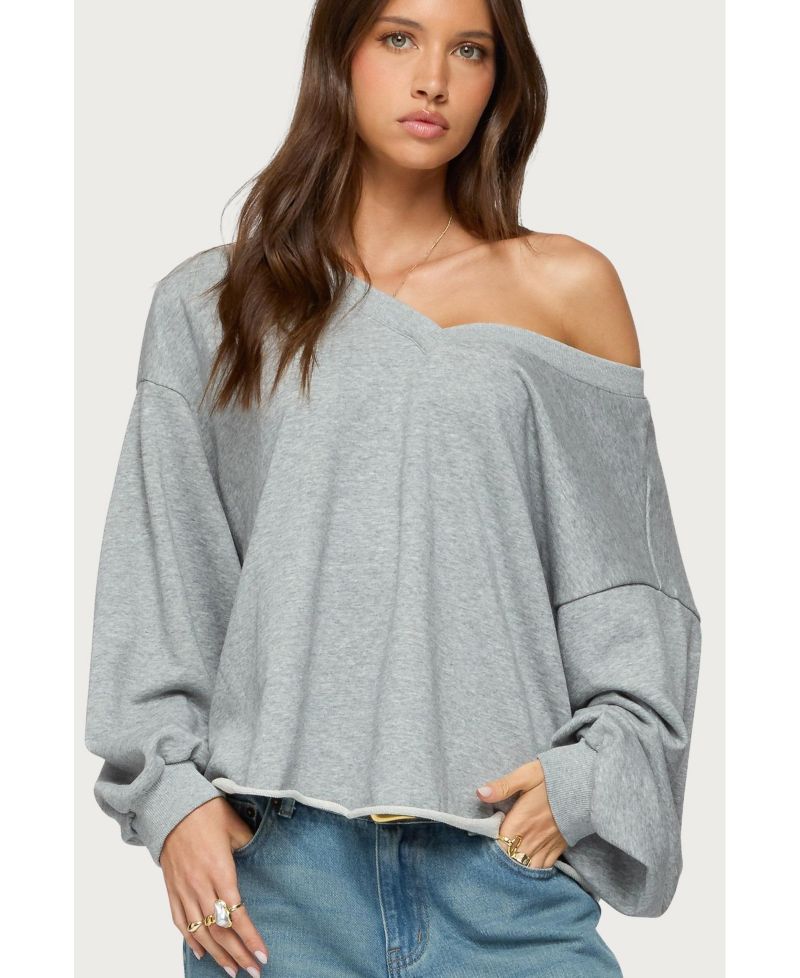 Womens Winfred Oversized V Neck Sweatshirt