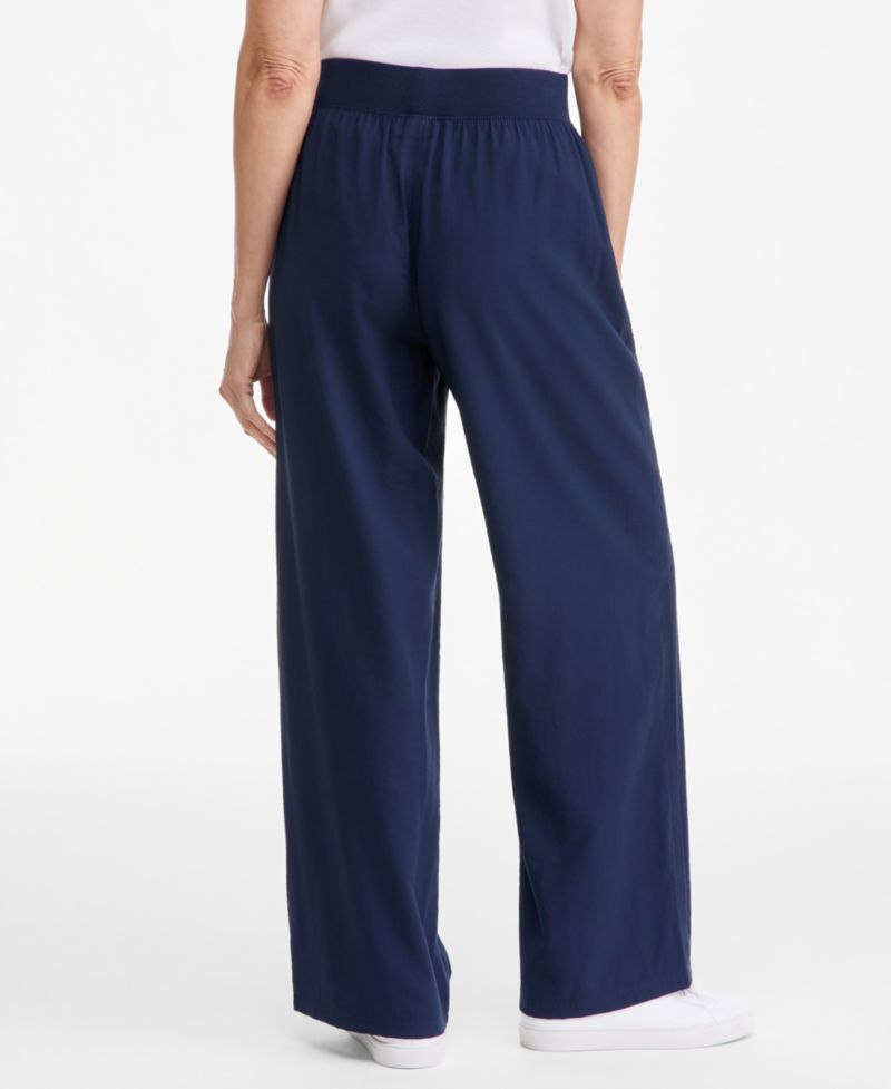 Women's High-Rise Pull-On Wide-Leg Drapey Pants
