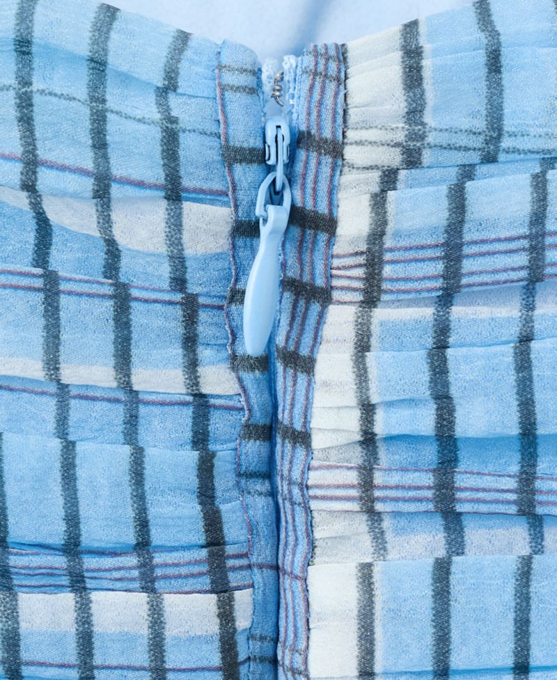 Women's Plaid Ruched Strapless Mini Dress