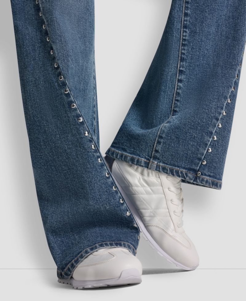 Petite Studded Modern Wide Leg Jeans