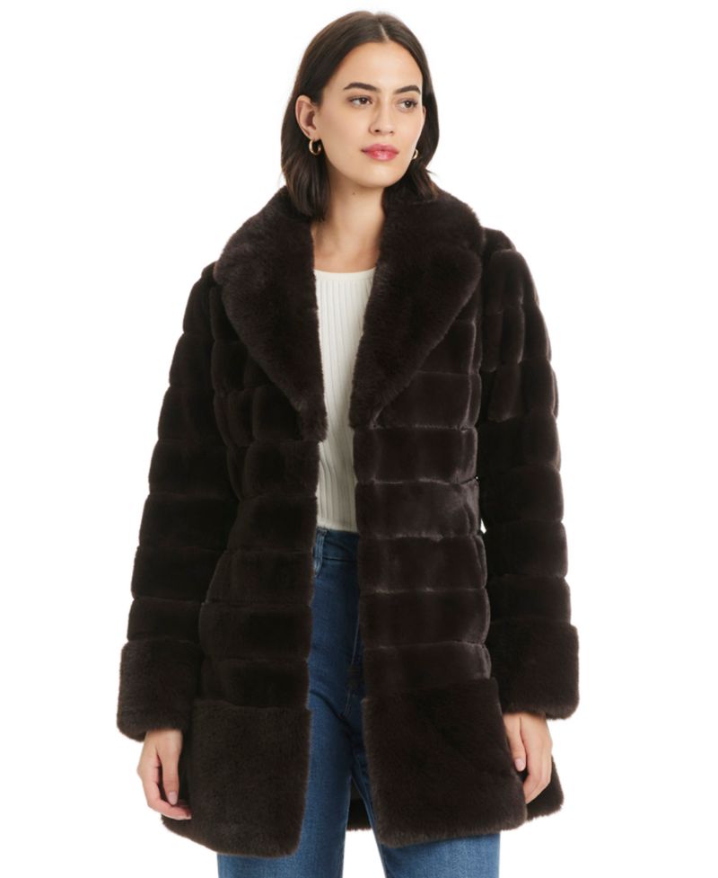 Women's Faux-Fur Notched-Collar Coat