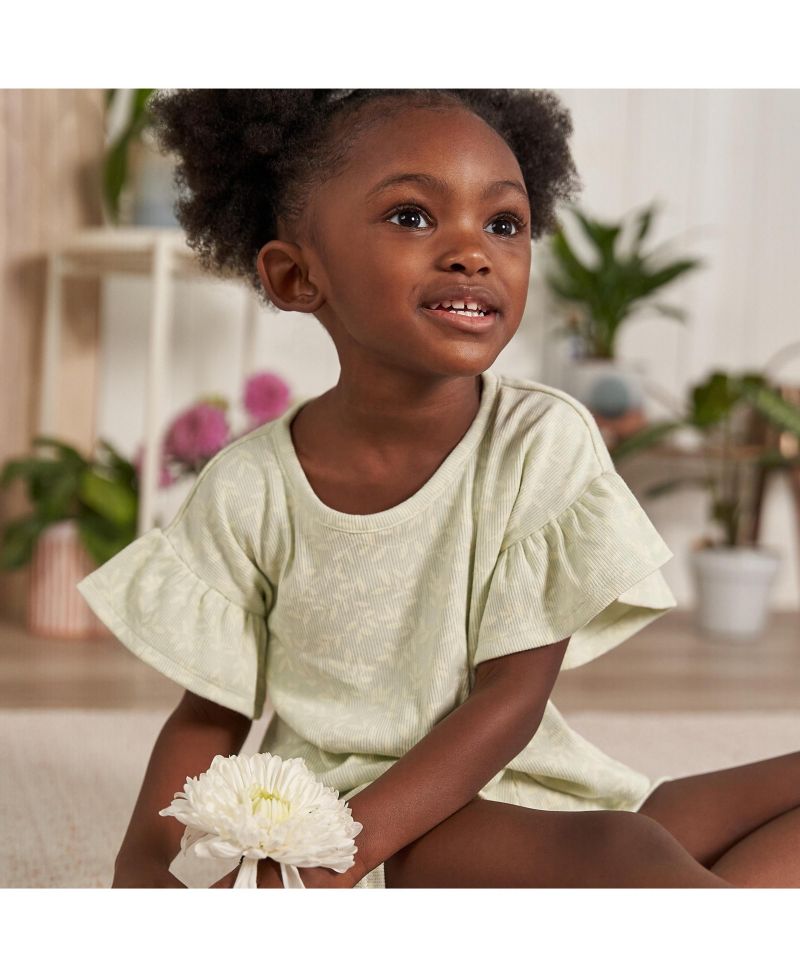 Baby Girls 2-Piece Shirt and Shorts Set, Pink Flower, 18 Months