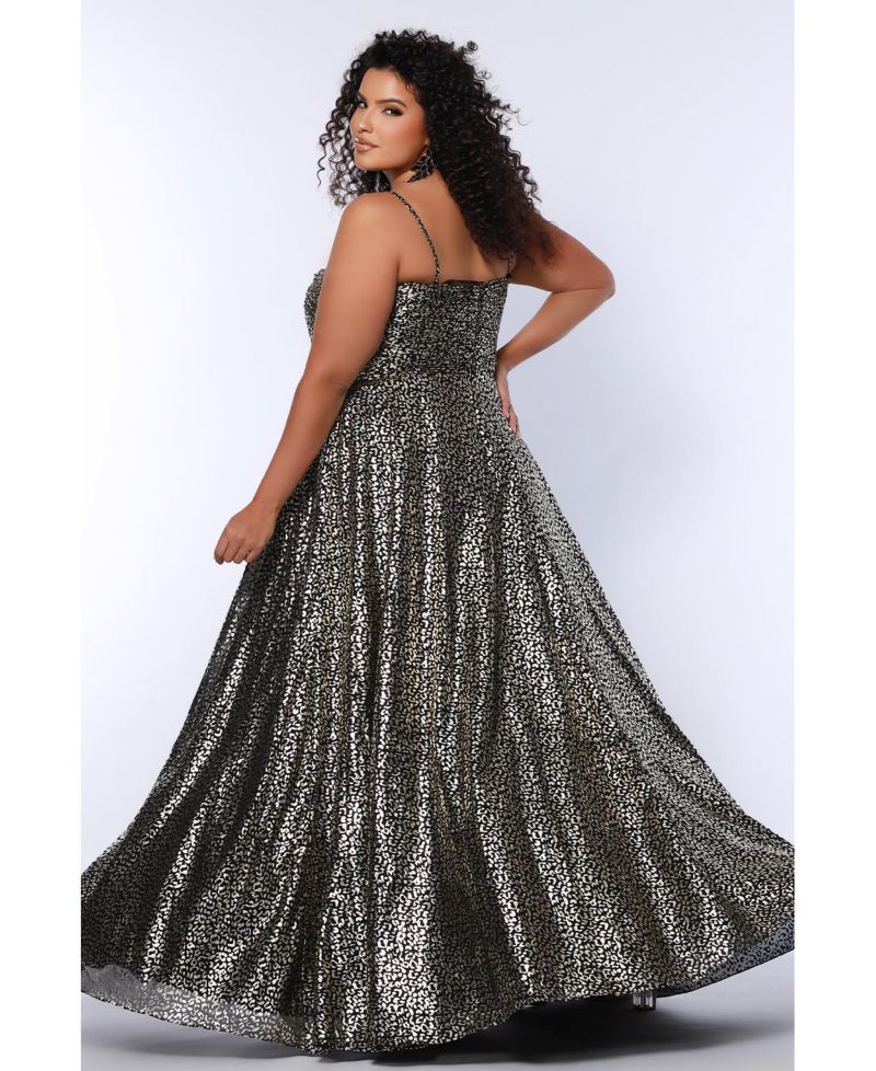 Women's Animal Print Spaghetti Strap A-Line Gown