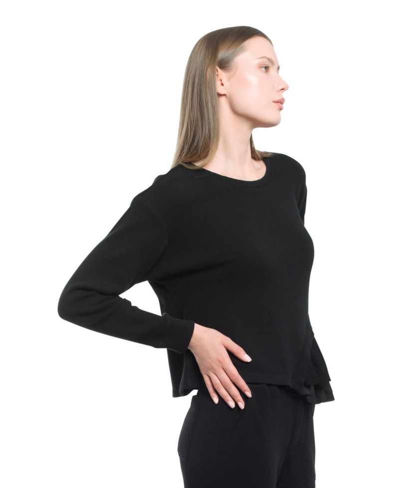 Women's Clothing Round Neck Mix Media Sweatshirt