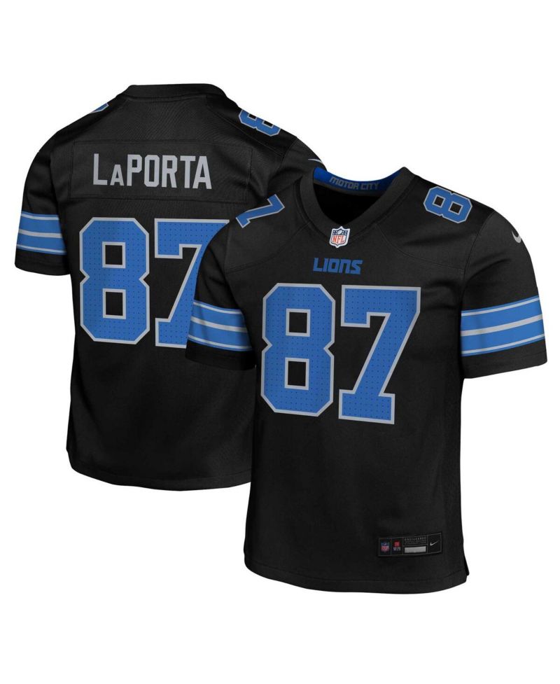 Big Boys and Girls Sam LaPorta Black Detroit Lions Alternate Player Game Jersey