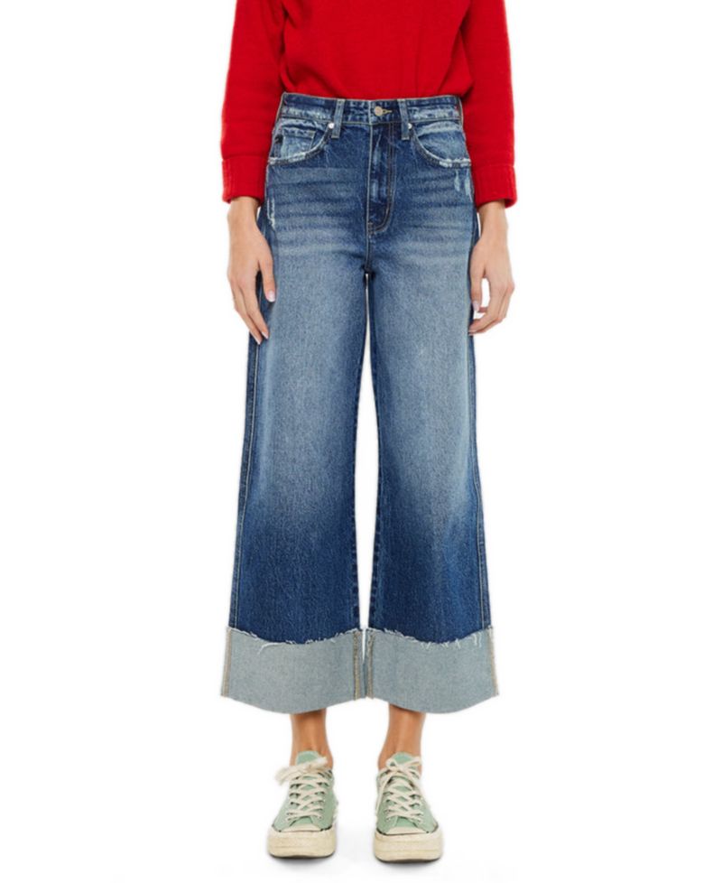 Women's Lynn High-Waisted Cropped Wide-Leg Jeans