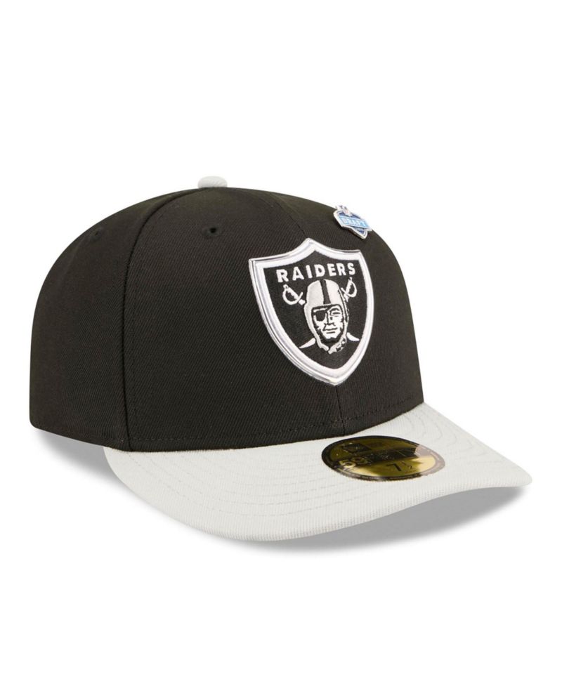 Men's Black/Silver Las Vegas Raiders 2026 NFL Draft Pre-Curved 59FIFTY Fitted Hat