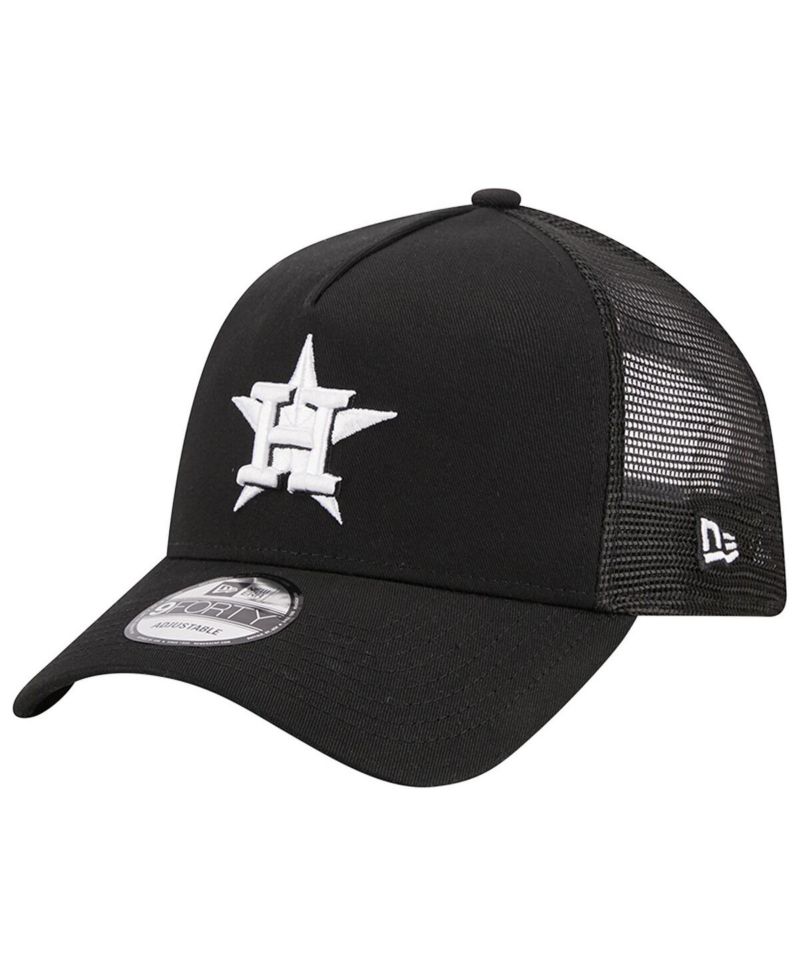 Men's Black Houston Astros A-Frame 9FORTY Trucker Adjustable Hat