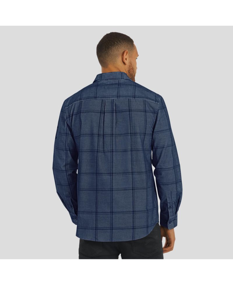 Men's Darius Rucker Collection by Fanatics Navy Detroit Tigers Thin Wale Corduroy Plaid Button Up Shirt