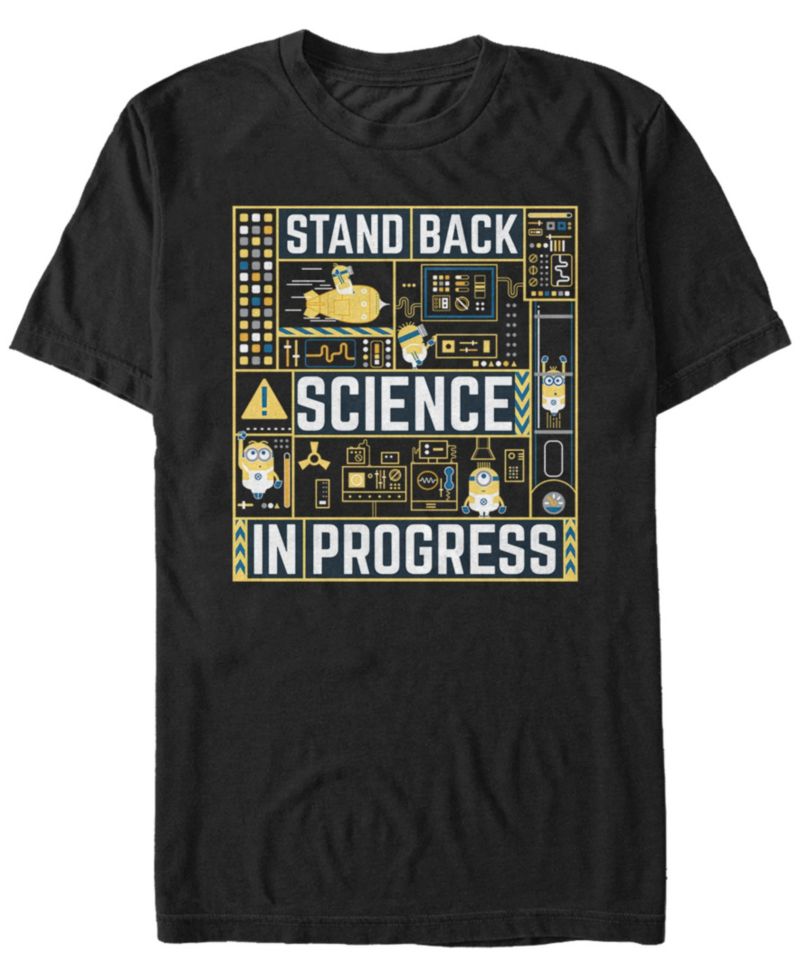 Minions Illumination Men's Despicable Me 3 Stand Back, Science In Progress Short Sleeve T-Shirt