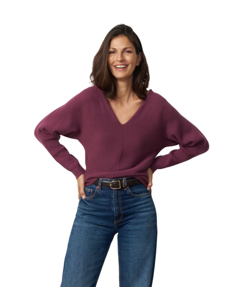 Women's Dolman Rib-Knit V-Neck Sweater
