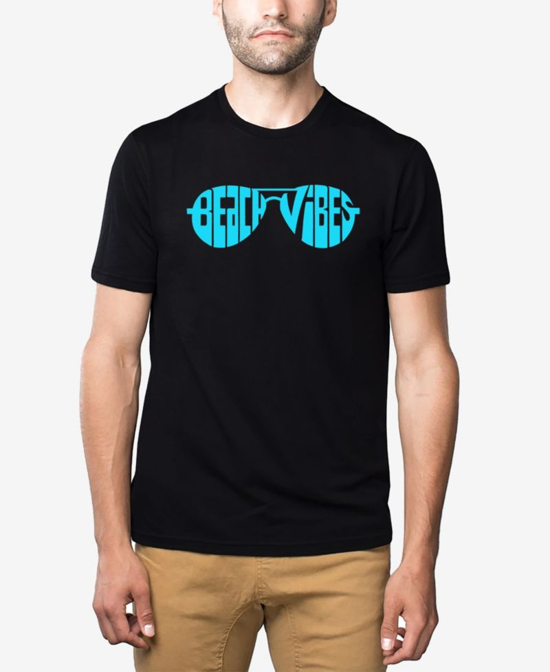Men's Cotton/Poly Blend Word Art T-Shirt - Beach Vibes Sunglasses